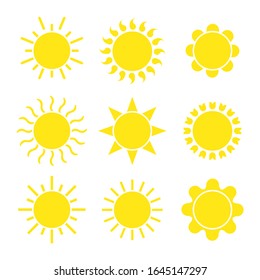 La luz amarilla del sol. Icono de luz solar. Ilustración vectorial.