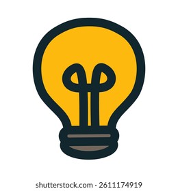 Yellow Lightbulb Creative Idea Cartoon School Concept.