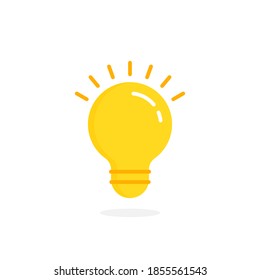 yellow lightbulb icon like quick tip. flat trend modern simple logotype graphic design isolated on white. concept of efficient knowledge or smart brainstorming and being creativity and new aha moment