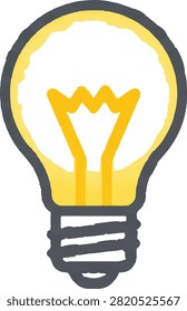 Yellow Lightbulb Icon with Zigzag Filament