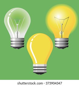Yellow lightbulb on a green background
