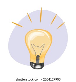 Yellow lightbulb on isolated background. Vector flat illustration.