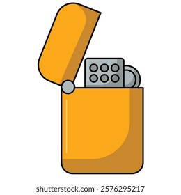 Yellow lighter icon, fire lighter vector illustration, lighter clip art, fire starter vector art, oil gass lighter vector icon, isolated on white background