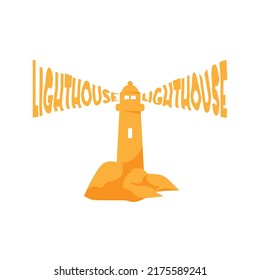 Yellow lighthouse illustration logo vector 