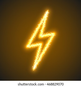 Yellow lighting bolt sign of electric discharge