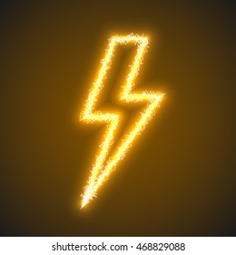 Yellow lighting bolt sign of electric discharge