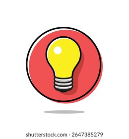Yellow lighting bulb icon. 3d vector render symbol idea solution cartoon style. Vector illustration