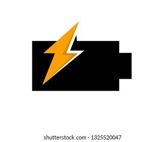 Yellow Lightning Bolt Battery Recharge Logo Design