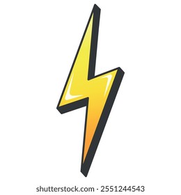 Yellow lightning bolt in cartoon style