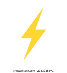 Yellow Lightning Bolt Charge Isolated Vector Icon Illustration
