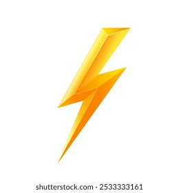 Yellow Lightning bolt electric icon, cartoon style. Symbol of energy, danger, storm and power.