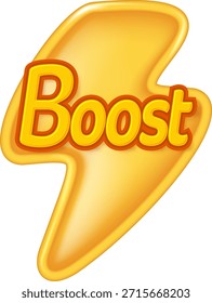 Gelbes Blitzsymbol mit Boost-Text. 