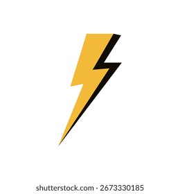 gelbes Blitzsymbol. elektrische Bolzen, Vektorgrafik. kräftiges Blitzdesign für Symbole, Logos und Grafikprojekte. elektrische Silhouettengestaltung