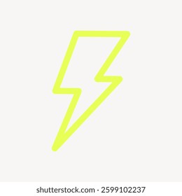Yellow lightning bolt icon on a white background. Simple lightning bolt design. Bold yellow lightning symbol. Minimalist lightning bolt graphic. Minimal vector design.