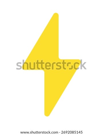 Yellow lightning bolt icon with rounded edges for energy, electricity, and power signage