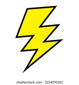 Yellow lightning bolt icon, vector illustration. 