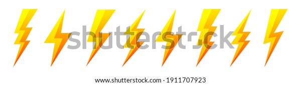 Yellow Lightning Bolt Icons Isolated On Stock Vector (Royalty Free ...