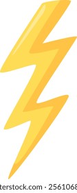 Yellow lightning bolt striking down, representing electricity, power, and energy, isolated on a white background, perfect for designs related to thunderstorms, electricity, and power