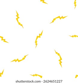 Yellow lightning bolts create a dynamic seamless pattern against a clean white backdrop