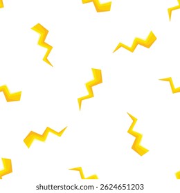 Yellow lightning bolts creating a dynamic and energetic seamless pattern against a clean white backdrop