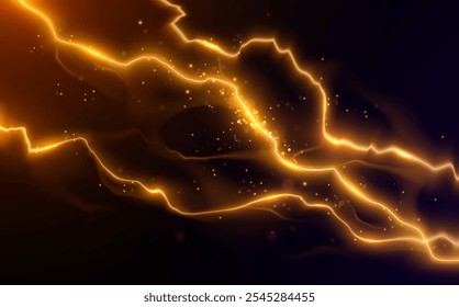 Yellow lightning effect with sparks