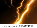 Yellow lightning effect with sparks on black background