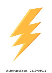 Yellow lightning icon concept. Battery and power. Graphic element for website. Shock and danger, meteorology, thunderstorm. Cartoon flat vector illustration isolated on white background