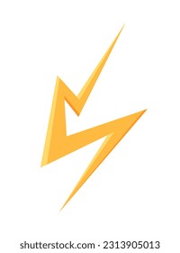 Yellow lightning icon concept. Electricity and high voltage. Danger and notification, warning. Social media sticker. Cartoon flat vector illustration isolated on white background