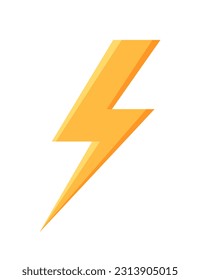 Yellow lightning icon concept. Electricity and energy, power. Thunder strike sign, meteorology. Template, layout and mock up. Cartoon flat vector illustration isolated on white background