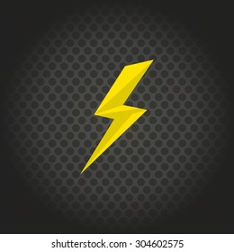 yellow lightning on stylish background in circle