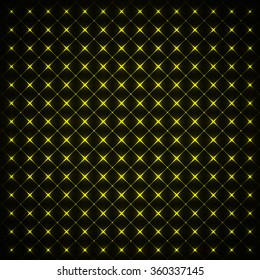 Yellow lights abstract geometric shape on dark background