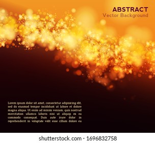 Yellow Lights and sparks on dark  background bokeh effect. Vector EPS 10