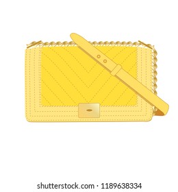 Yellow like Chanel handbag brand Editorial isolated on white background