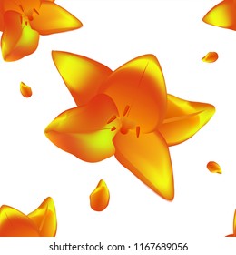 yellow lily flower seamless pattern with light background