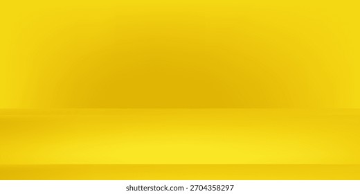 Fundo de limbo amarelo. 3d sala de estúdio abstrata. Fundo de parede vazio do gradiente de gradação amarelo. 