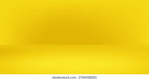 Yellow limbo background. 3d abstract studio room. Yellow gradation gradient empty wall backdrop. 