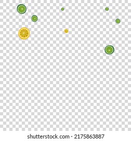 Yellow Lime Background Transparent Vector. Tropical Pattern. Juicy Fruit Simple. Graphic Fruit Yellow Pattern.