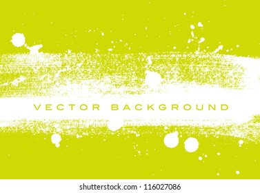 Yellow lime vector grungy brush stroke hand painted background with paint splatter