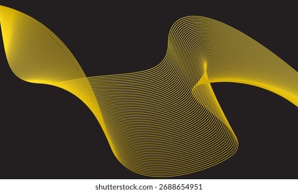 Yellow line blended abstract background free shape gradient color on black background, editable. Graphic design Vector illustration Curve line modern style.