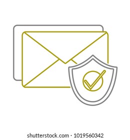 yellow line e-mail letter message with security shield