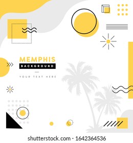Yellow line geometric shapes set with bright bold black elements and text composition. Design elements for Magazine, leaflet, billboard, sale