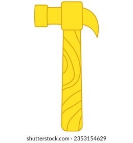 Yellow line hammer. Vector illustration with construction theme. Labor.