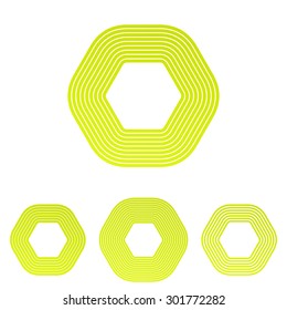 Yellow line hexagon logo design set