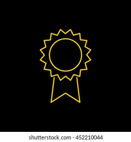 Yellow line icon of Badge on black background. EPS-10.