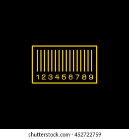 Yellow line icon of Bar Code  on black background. EPS-10.