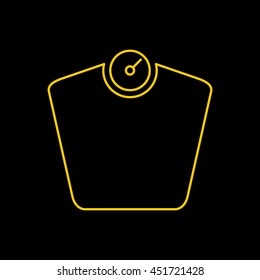 Yellow line icon of Bathroom Scale on black background. EPS-10.