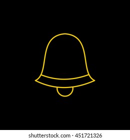 Yellow line icon of Bell on black background. EPS-10.