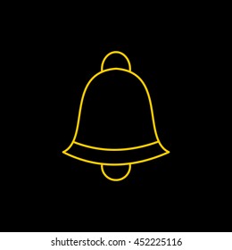Yellow line icon of Bell  on black background. EPS-10.