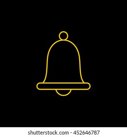 Yellow line icon of Bell on black background. EPS-10.