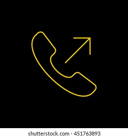 Yellow line icon of Call on black background. EPS-10.